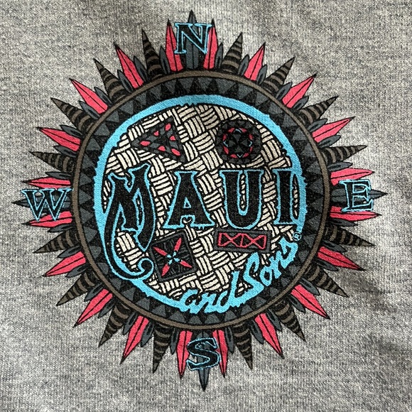 Maui and Sons Culture Compass Hoodie Zip Up Sweatshirt Heather Grey Medium - Picture 2 of 12